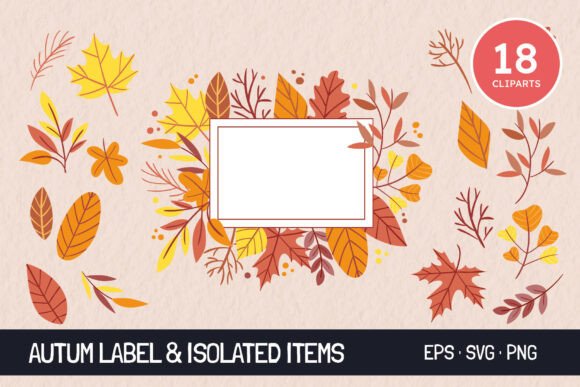Autumn Label Isolated Items