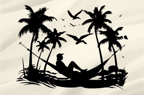 Beach Hammock Silhouette Graphics for Crafts