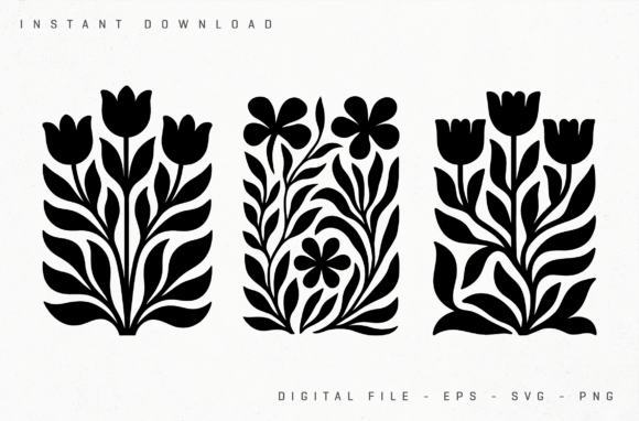 Botanical Cutout Art Modern Abstract Set: Graphics for Local Business Branding