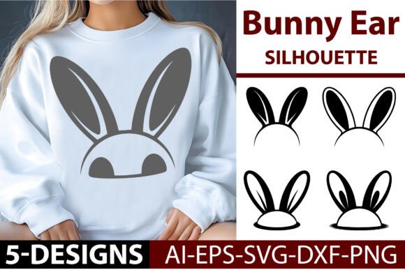 Bunny Ear Silhouette Vector Design Graphics