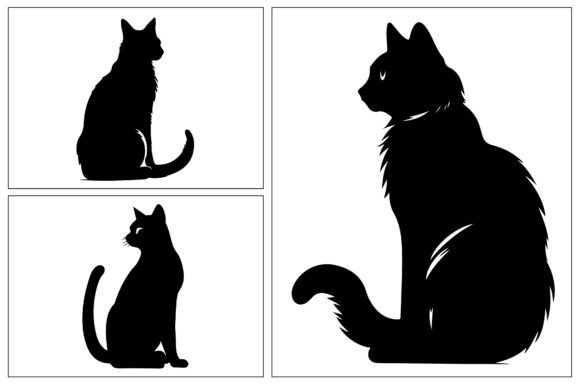 Cat Silhouette Vector Graphics for Crafts