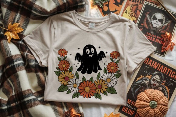 Floral Fall Ghost Boho Halloween Autumn Graphics