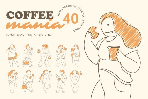 Hand-Drawn Coffee People Graphics