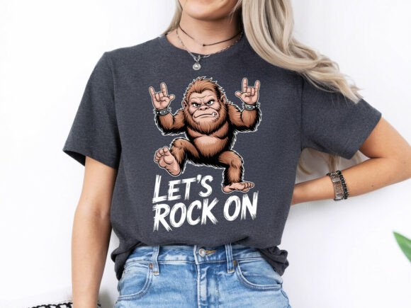 Let’s Rock on Bigfoot Funny T-Shirt PNG