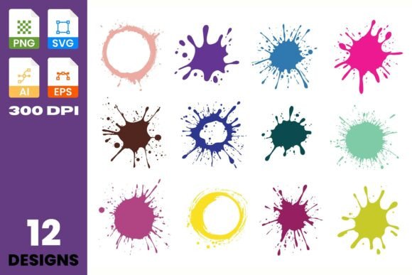 Paint Splatter Clipart Set: Graphics & Illustrations for Creative Publishing