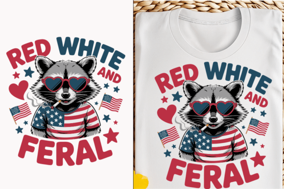Patriotic Raccoon with American Flag Graphics