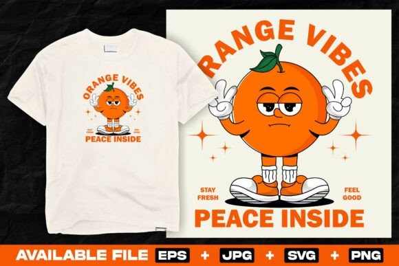 Retro Orange Cartoon Mascot Print Design