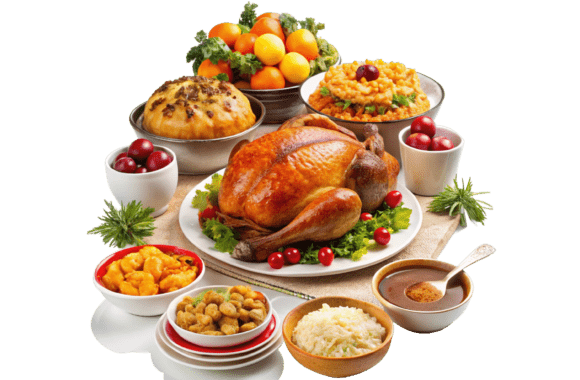 Roasted Chicken Thanksgiving Meal PNG: Graphics for Local Branding