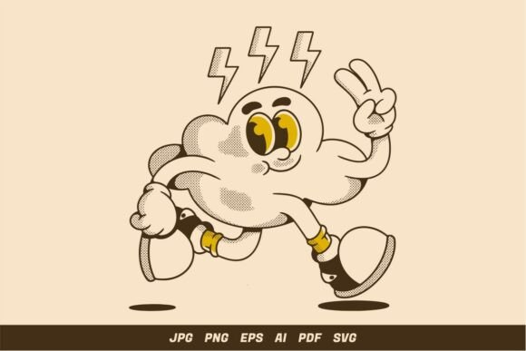 Running Cloud Character in Retro Style Graphics
