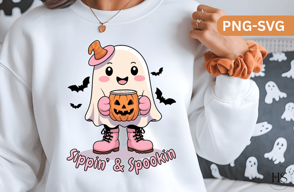Sippin’ Spookin’ Cute Halloween Ghost Graphics