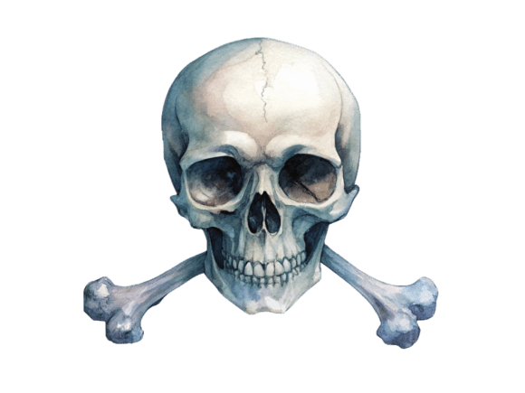 Skull and Crossbone Watercolor PNG: Graphics for Bold Design