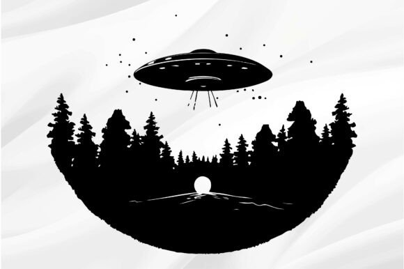 UFO Alien Silhouette Graphics and Crafts