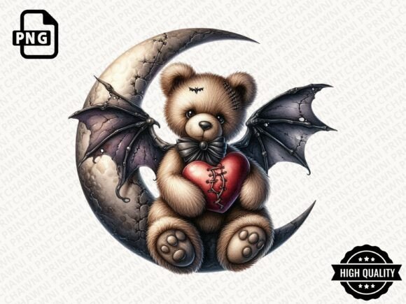 Watercolor Halloween Teddy Bear Clipart
