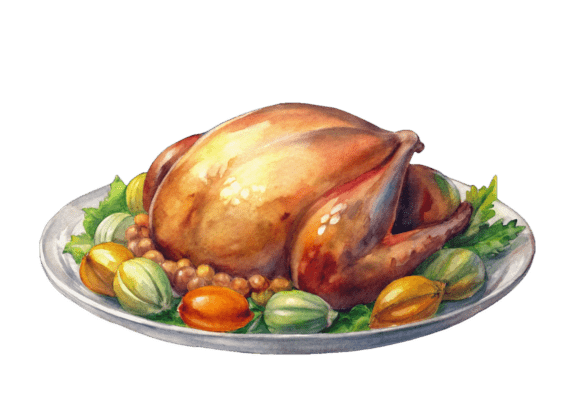 Watercolor Thanksgiving Day Dinner PNG Graphics