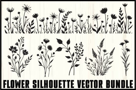 Wild Flower Silhouette Vector Set: Graphics & Illustrations for Natural Elegance