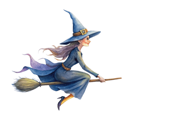 Witch Flying Across the Night PNG: Graphics and Illustrations for Digital Publishing